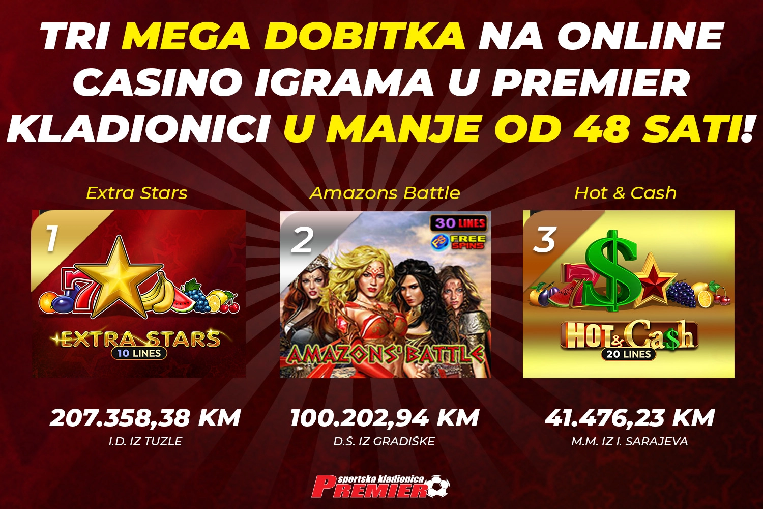 I.D. iz Tuzle na casino igrama Premier kladionice dobila nevjerojatnih 207.358,38 KM!